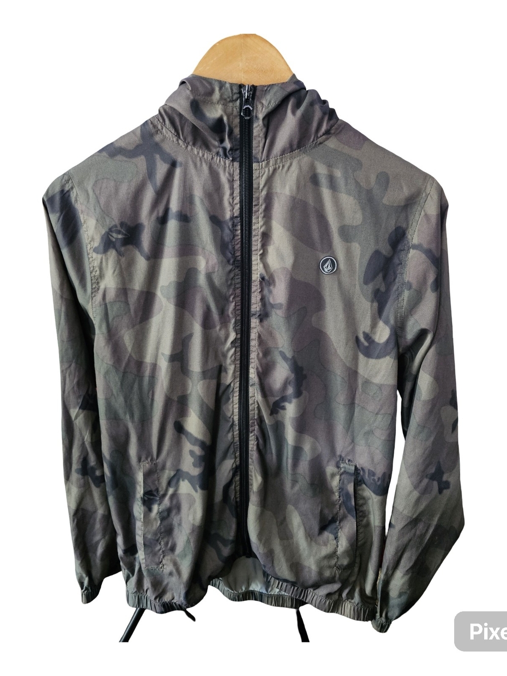 Volcom Hooded Camo Windbreaker Jacket Men's Full Zip Lightweight